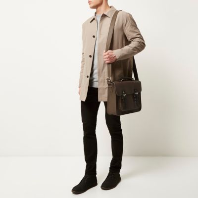 Dark brown buckle satchel bag